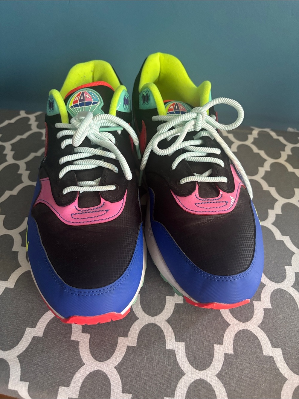 Nike Kids Black Neon Multicolor Athletic Sneakers